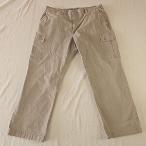 Duluth Trading Co Mens 40x30 Cargo Flex Ballroom Khakis Relaxed Fit Beige Pants‎